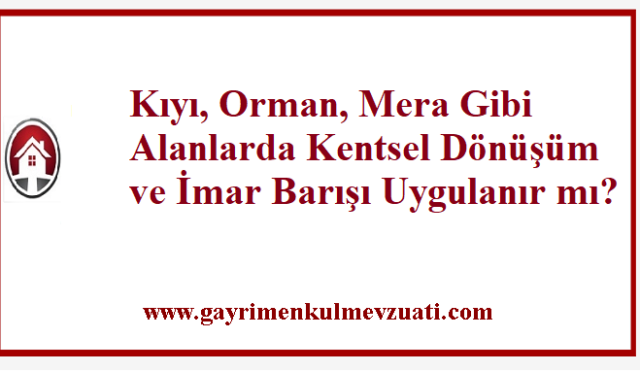 Orman, Mera Gibi Alanlarda Kentsel Dönüşüm ve İmar Barışı Uygulanır mı? 4 Kıyı, Orman, Mera Gibi Alanlarda Kentsel Dönüşüm ve İmar Barışı Uygulanır mı?